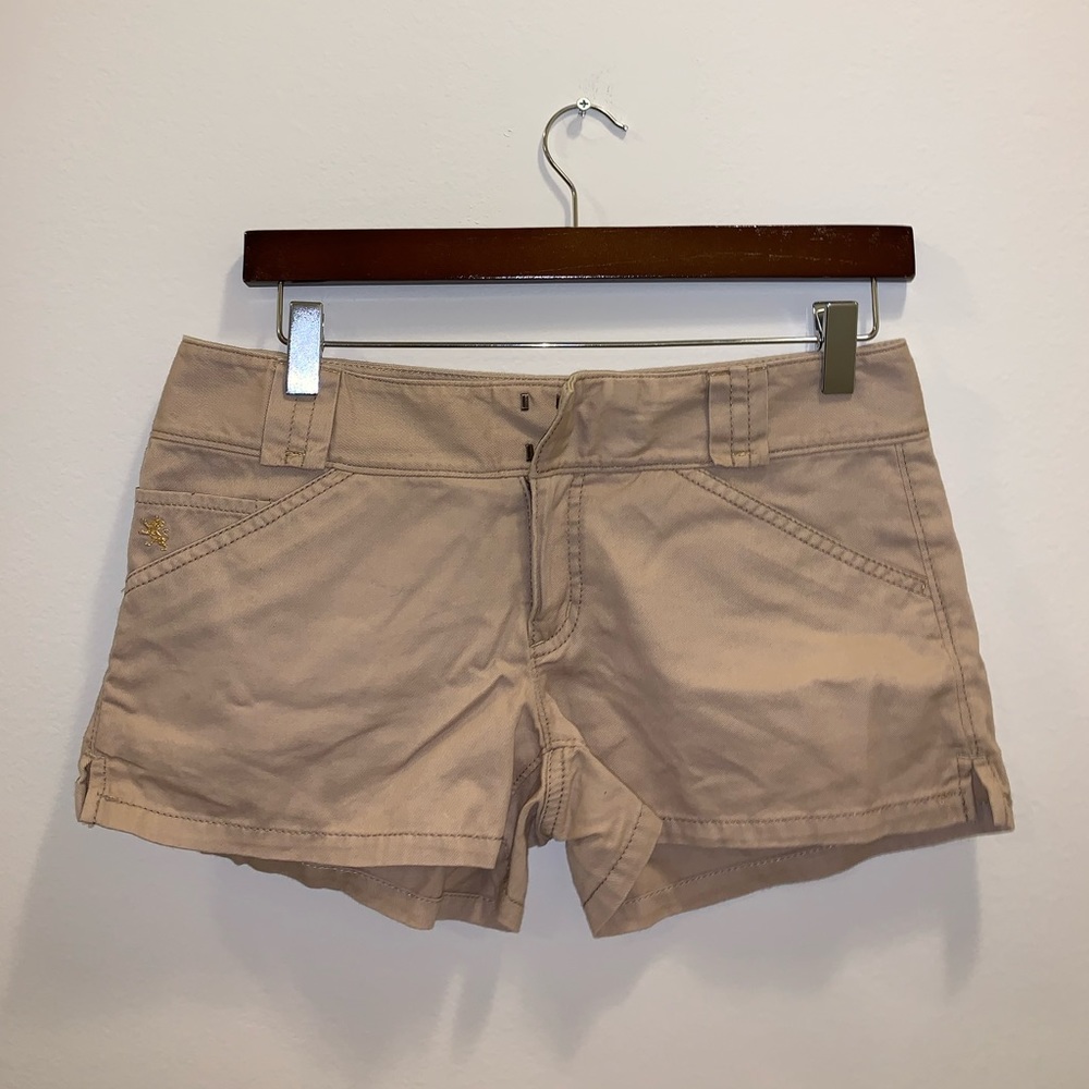 Express Tan High Waist buttoned shorts size 4 - Picture 2 of 12